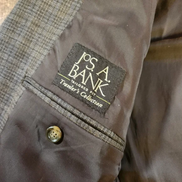 Jos. A. Bank Blazer Mens 44R Gray Glen Check Plaid 100% Wool Sport Coat Jacket - Picture 4 of 9